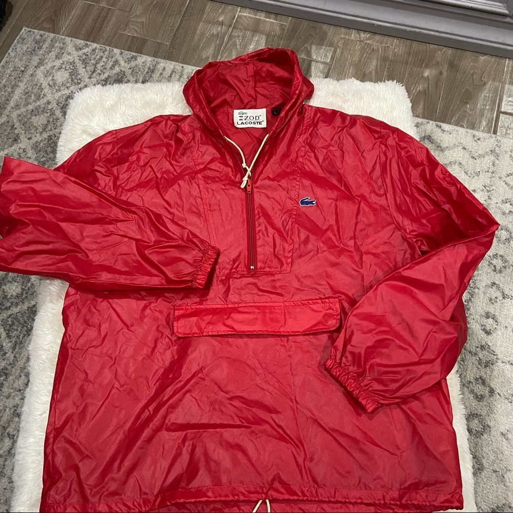 Vintage Lacoste half zip wind breaker with front pocket